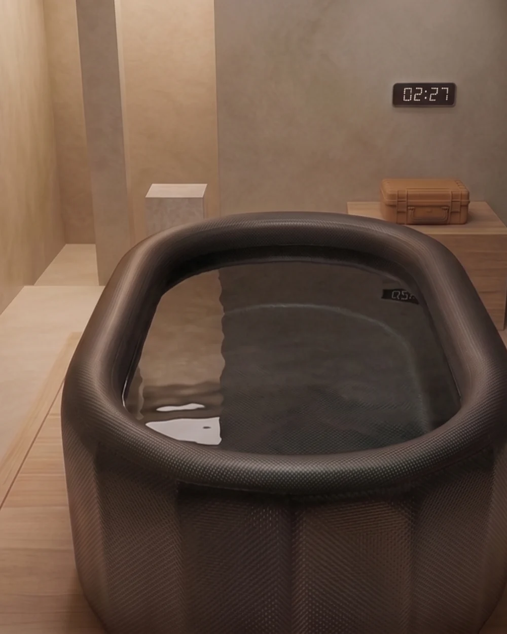 Recreación de la sala del baño de hielo: bañera de inmersión individual de agua fría, sin chorros ni inyección de aire, con temporizador de sesión en la pared